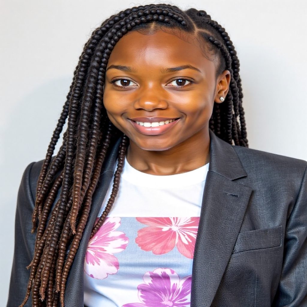 Long Small Box Braids with Brown Highlights