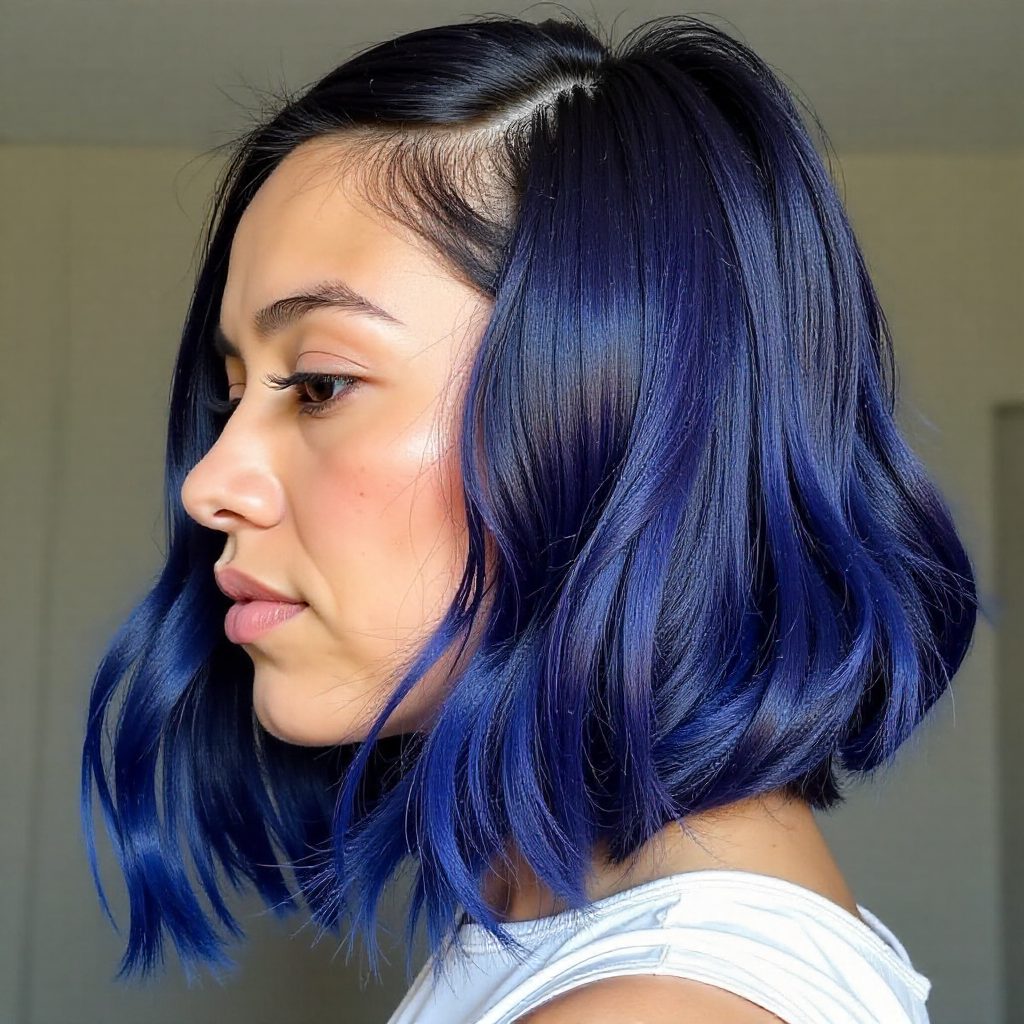 Blue and Purple Box Braids Bob
