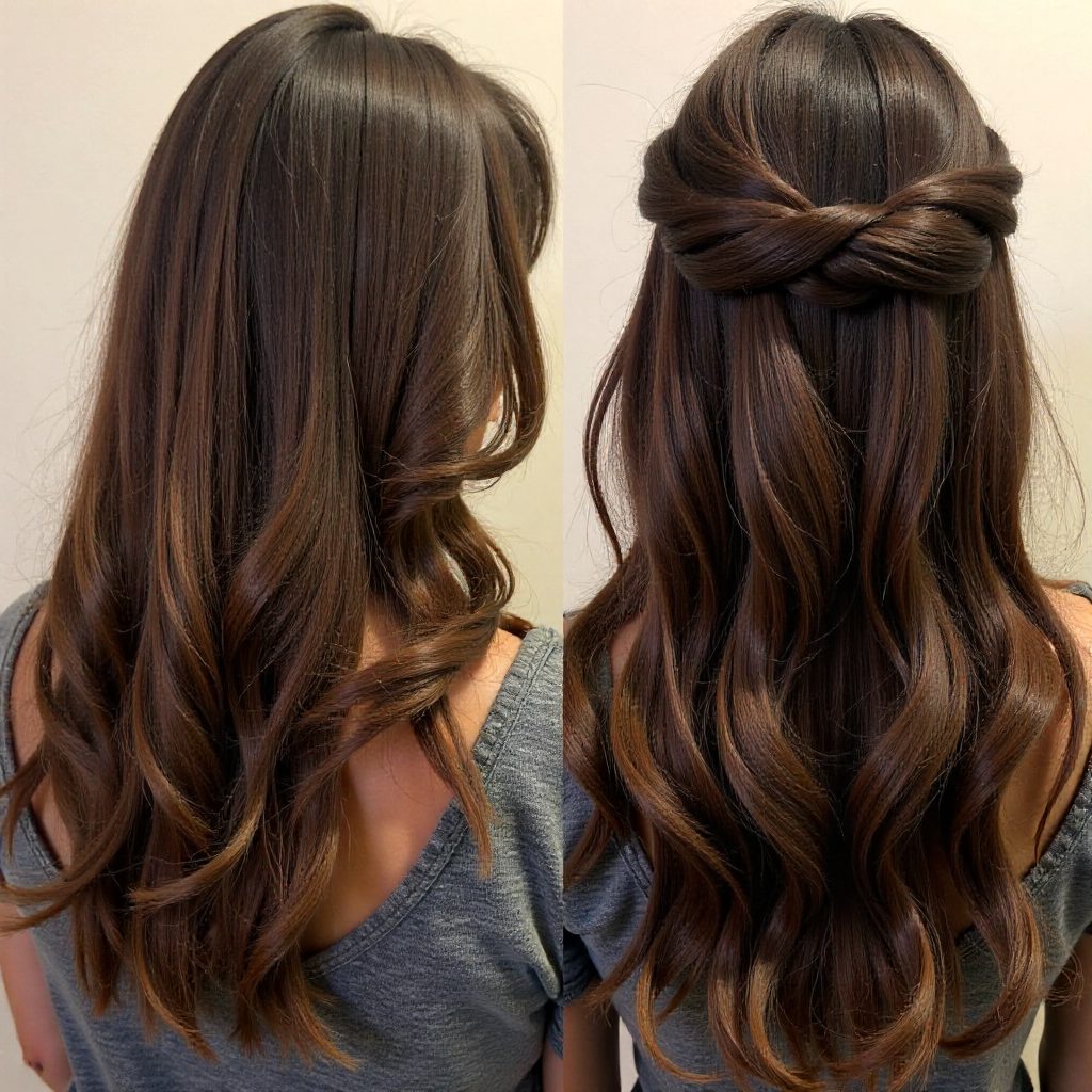 Half Updo for Single Braids