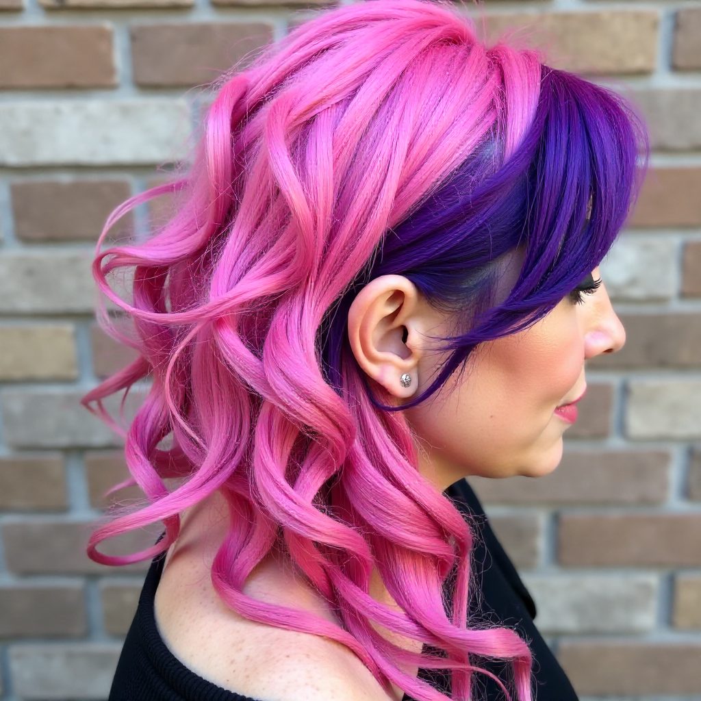 Pink And Purple Hair With Blonde Highlights