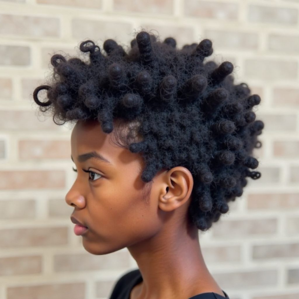 long black curly mohawk