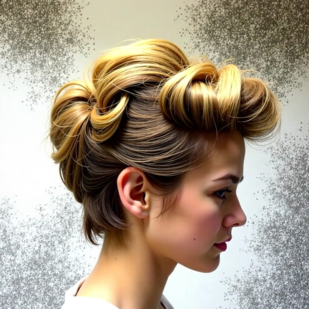 blonde curly fauxhawk