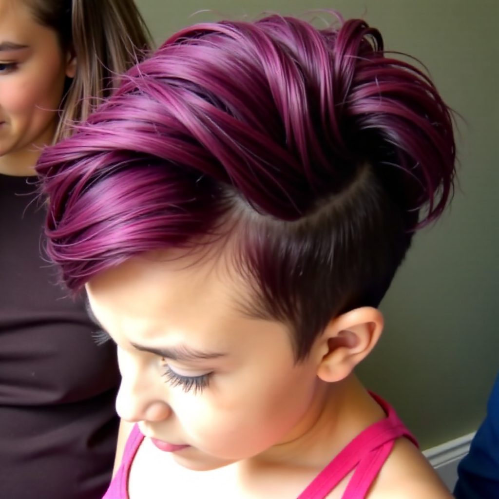 brown and magenta fauxhawk