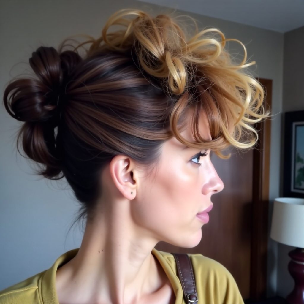 African-American two tone braided mohawk updo