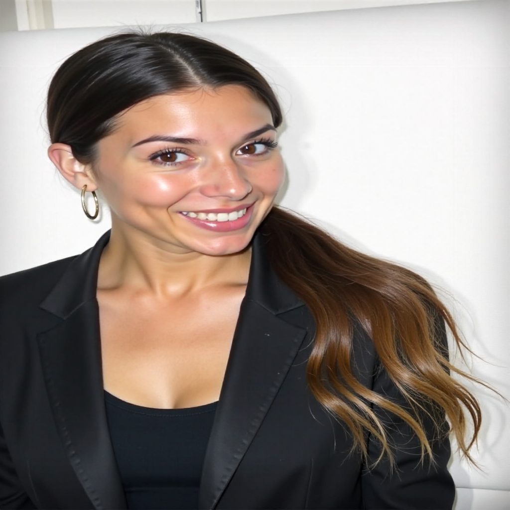 sleek ponytail for long brown hair