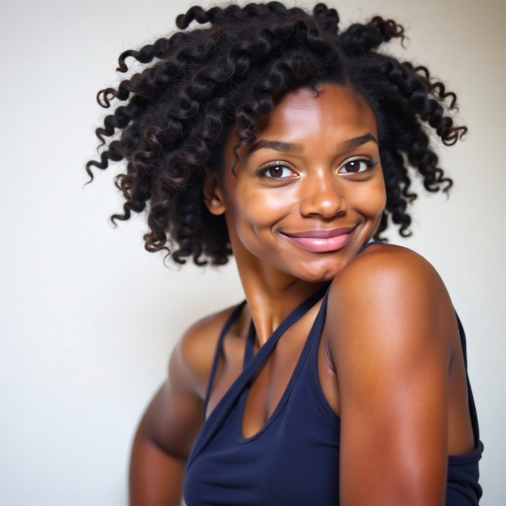 asymmetric updo for natural hair