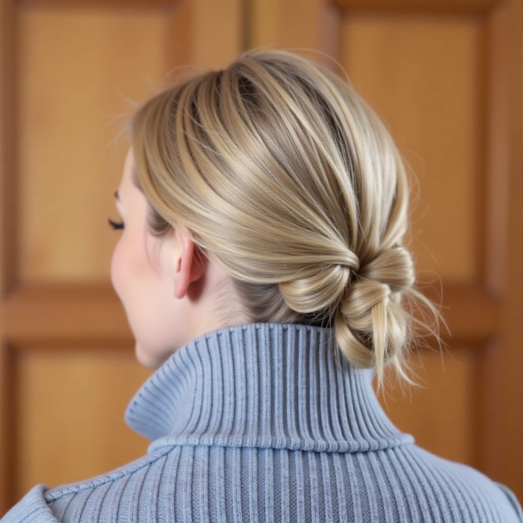 Simple Sock Bun with a Braid