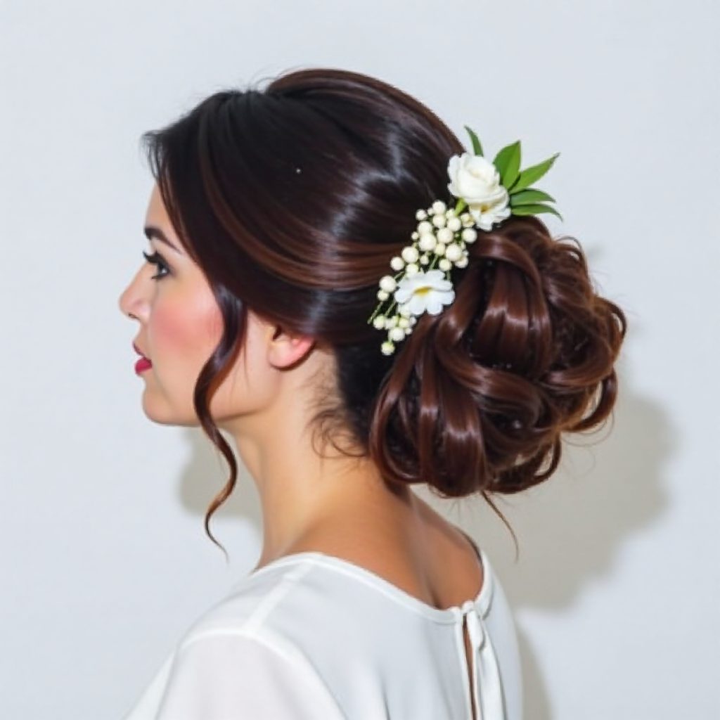 Bridal Curly Bun Updo
