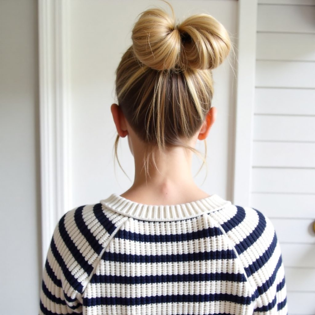 High Messy Blonde Bun