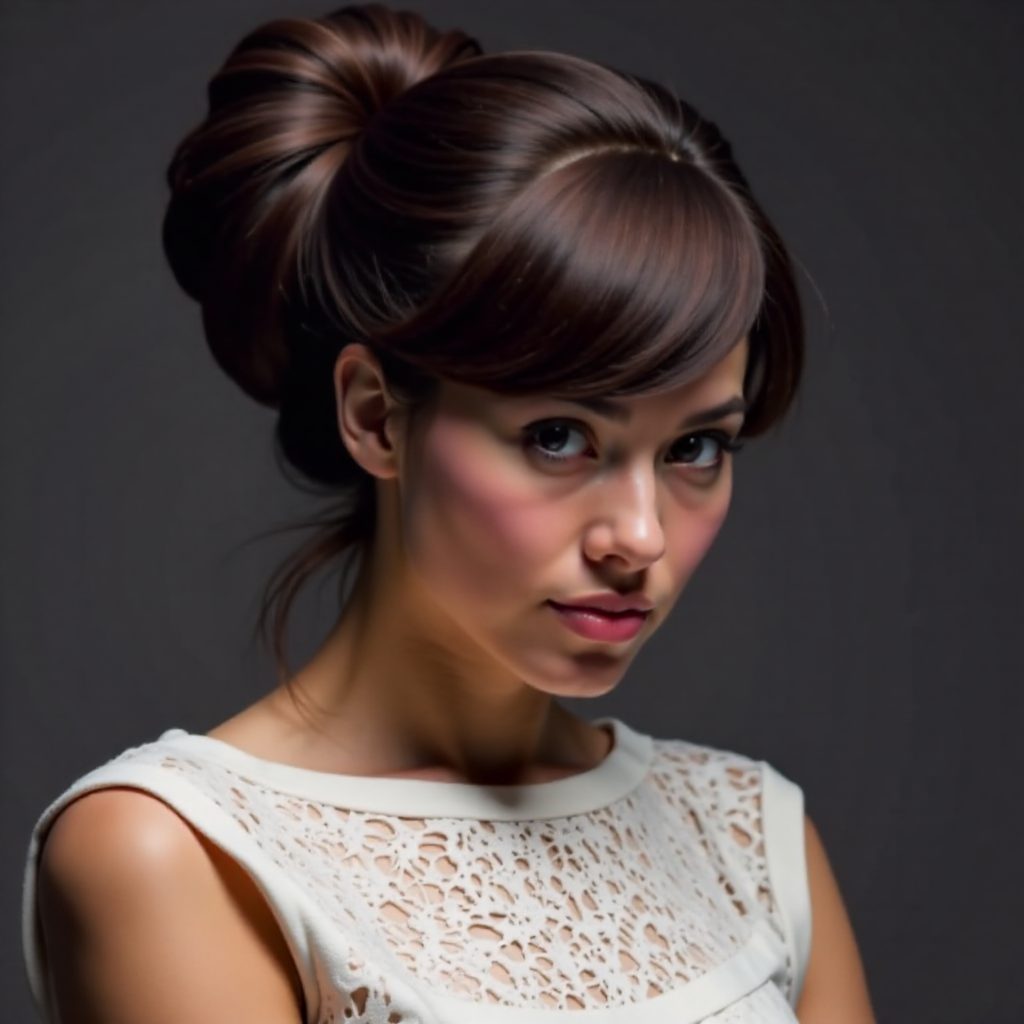 Black Bun Updo with Bangs