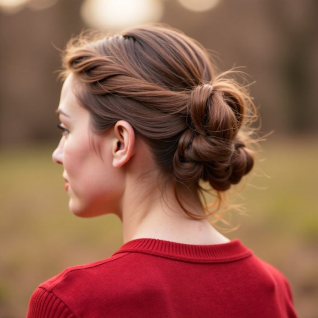 Two Braids and Side Bun Updo