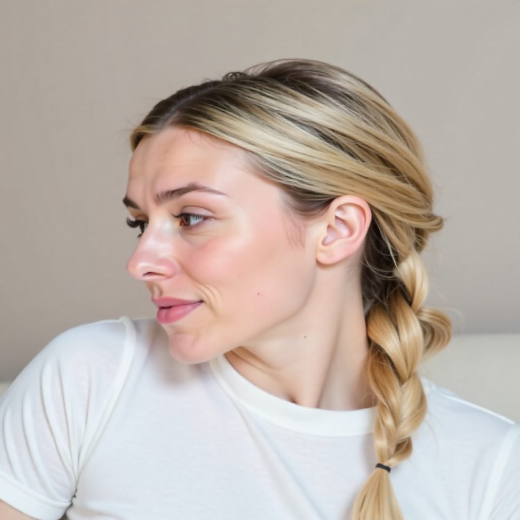 casual updo with a pony and braid