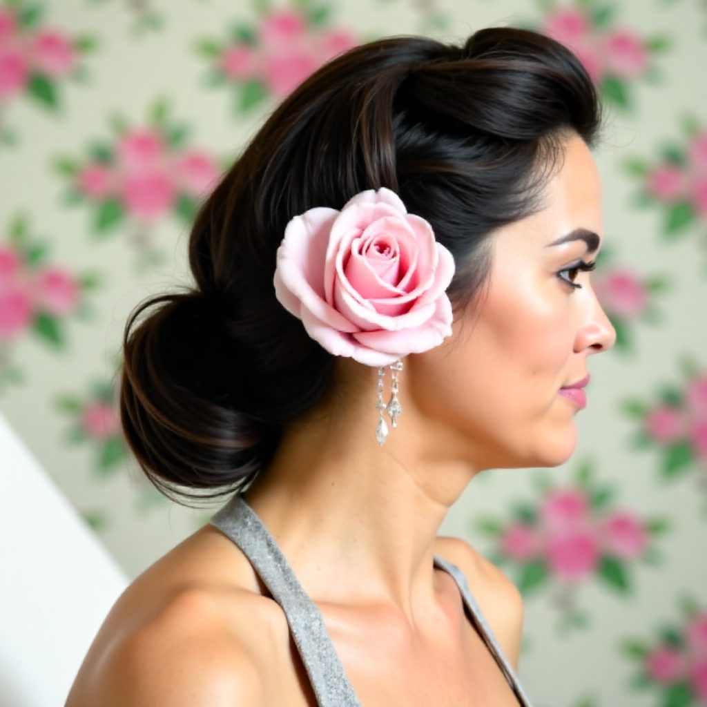 vintage updo with a flower