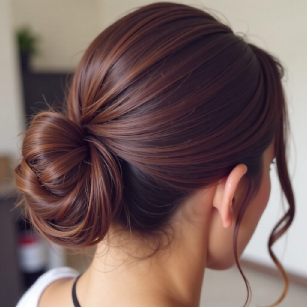 Side Fishtail And Low Bun Updo