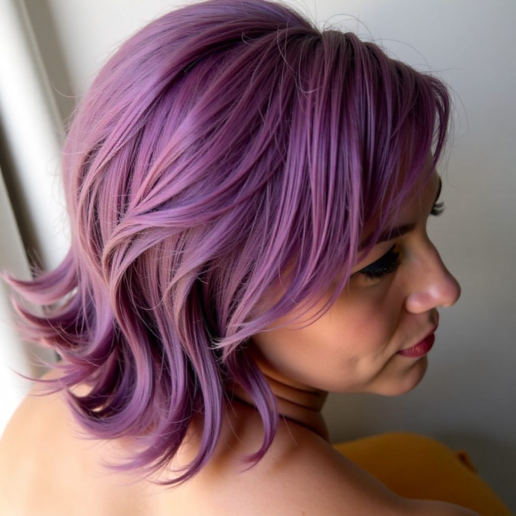 Curly Bun Pastel Purple Updo