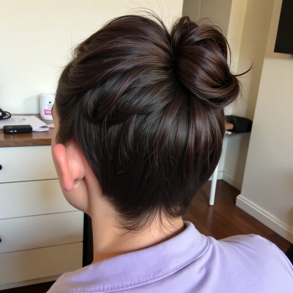 High Twisted Bun For Thick Hair