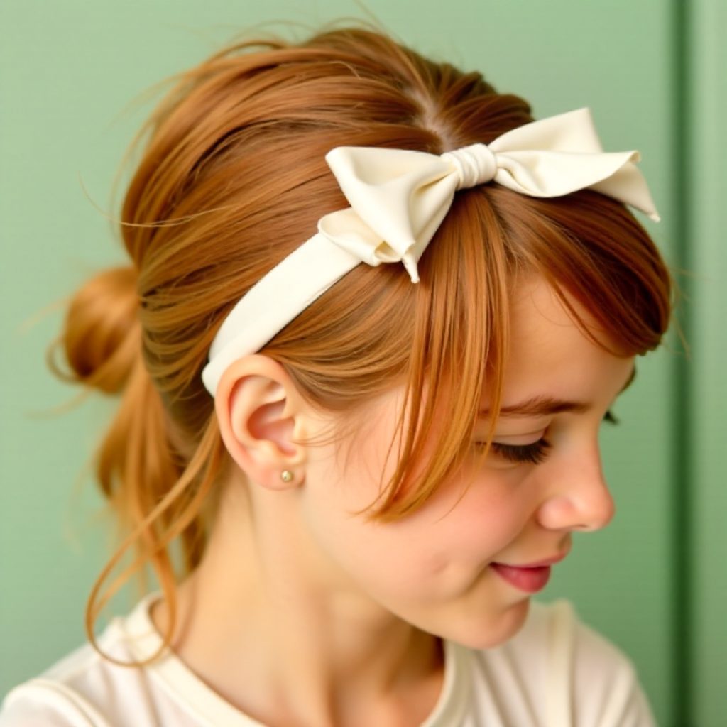 loose curly updo with a headband