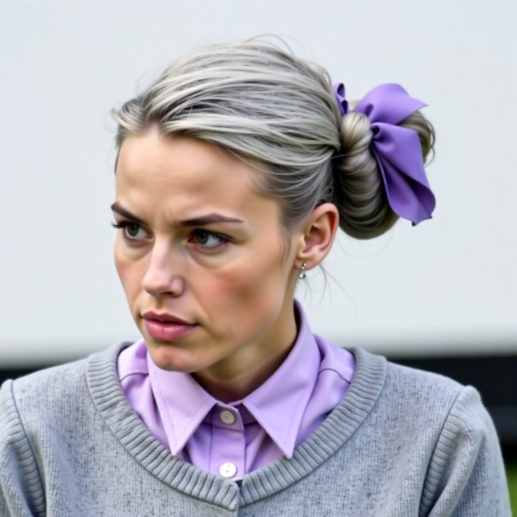 Side Messy Pastel Purple Bun