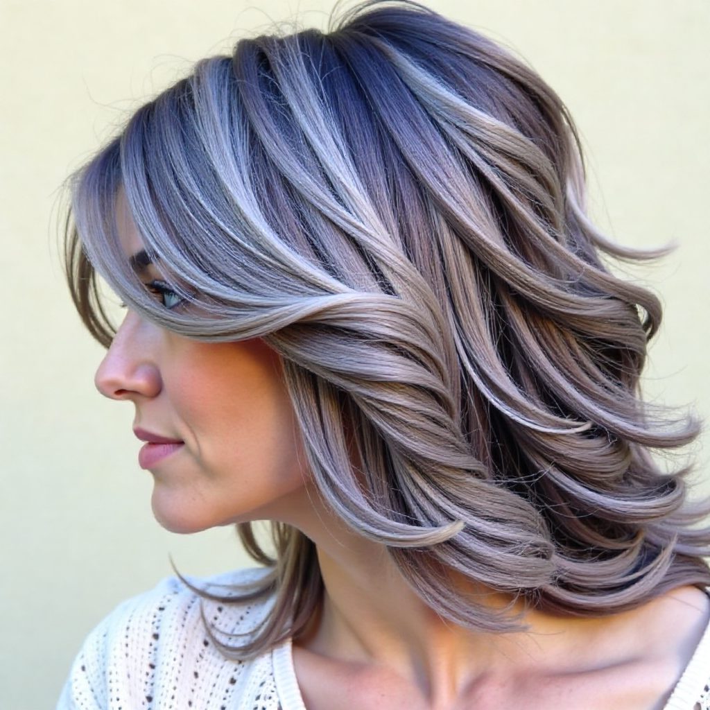 Boho Messy Bun With Purple Highlights