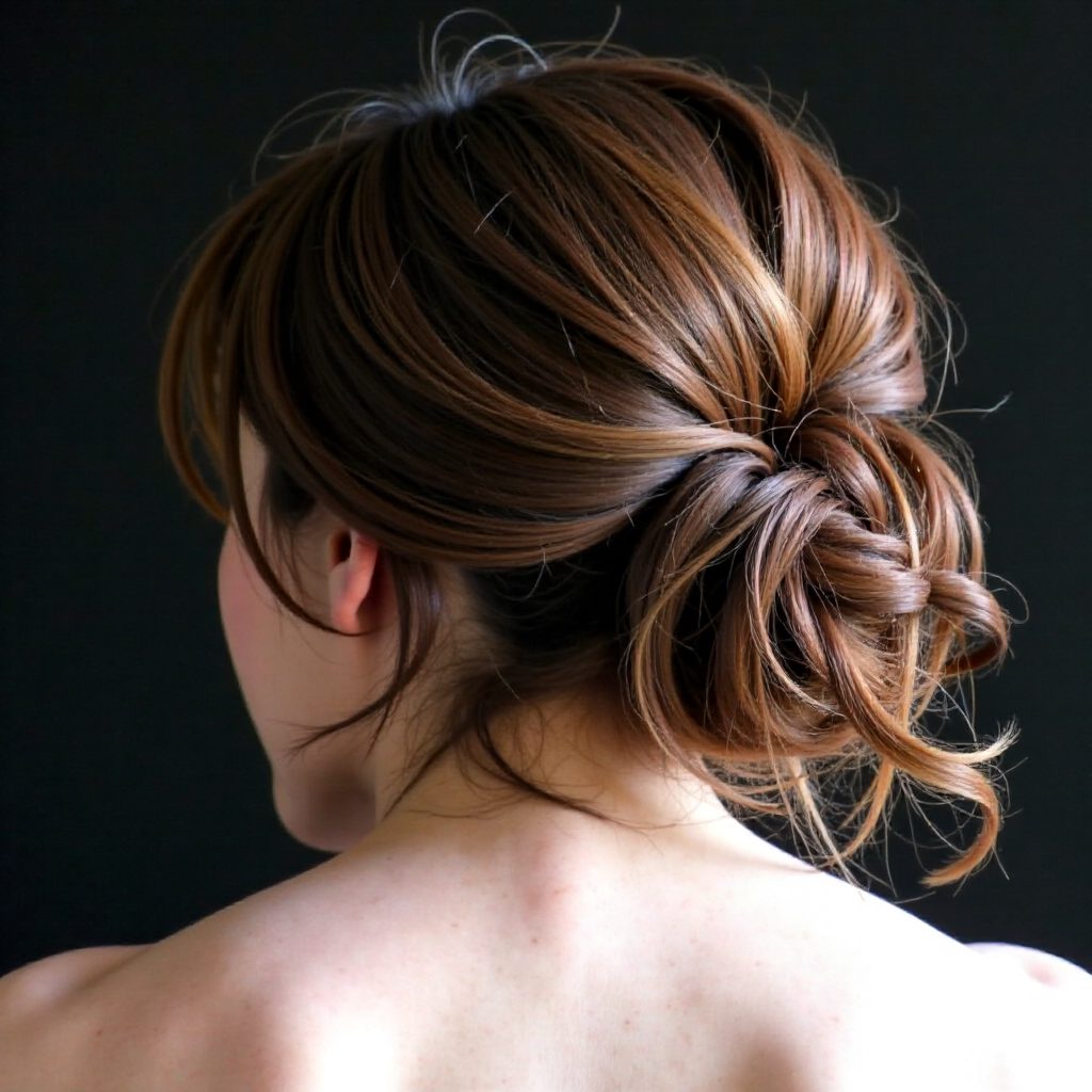 messy low bun updo
