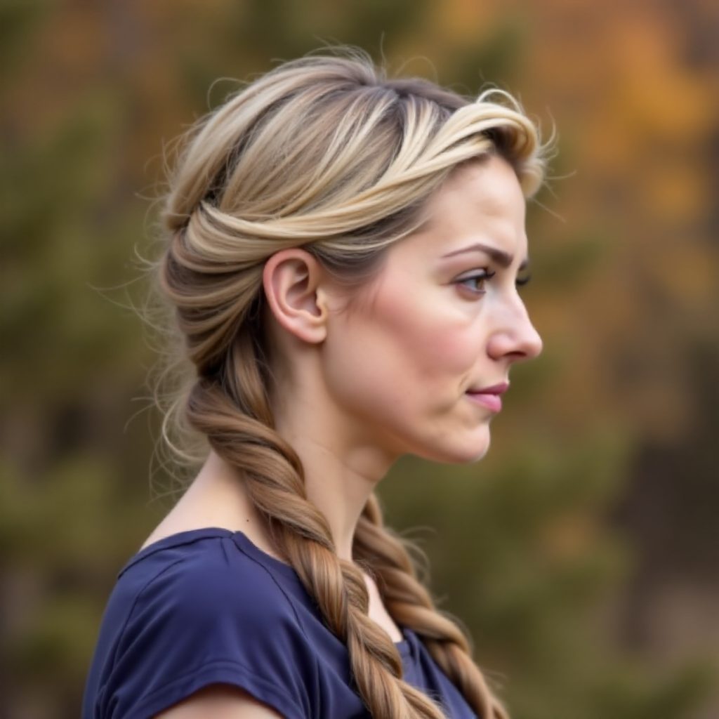 Headband Braid Into Side Pony Hairstyle