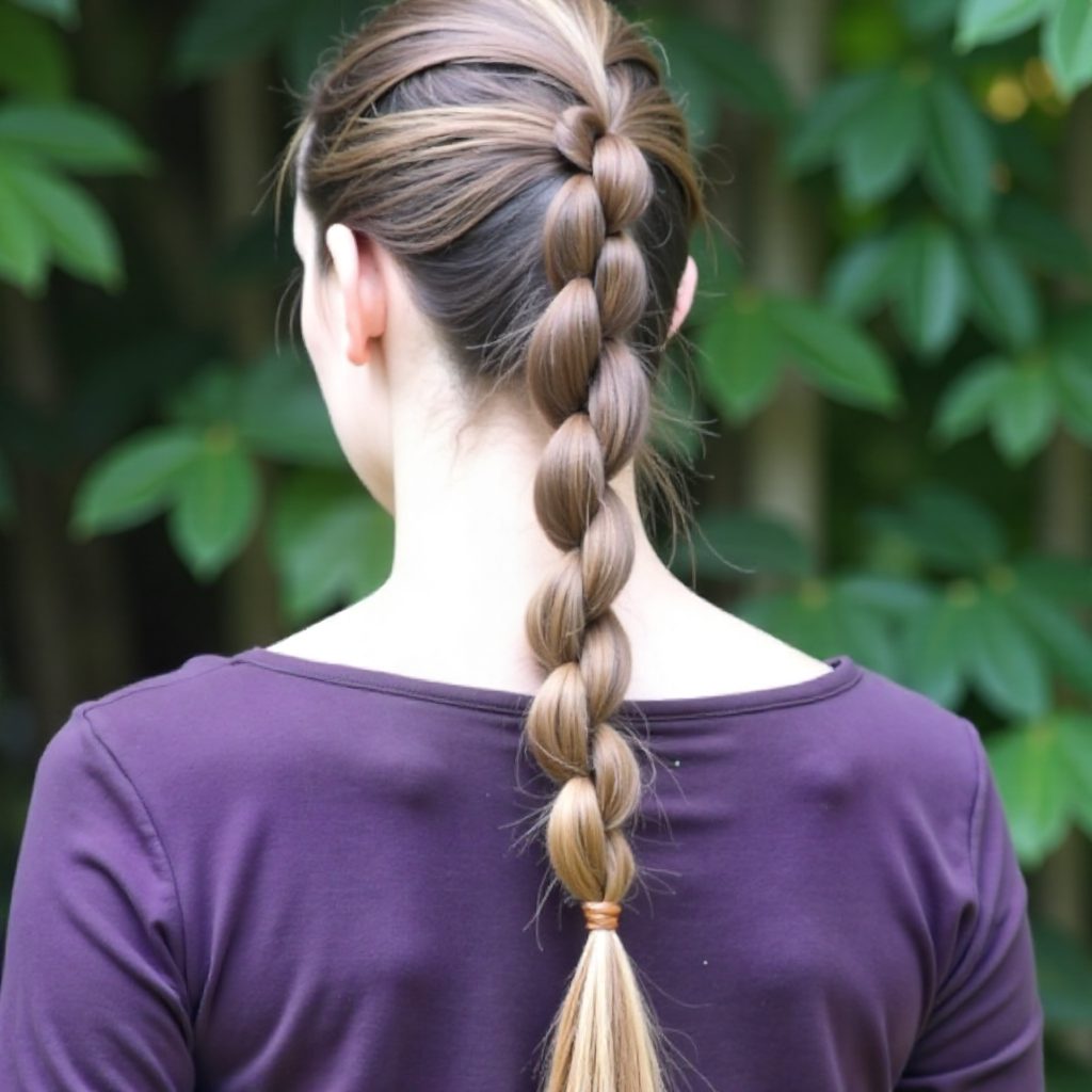 French Braid And Bubble Ponytail