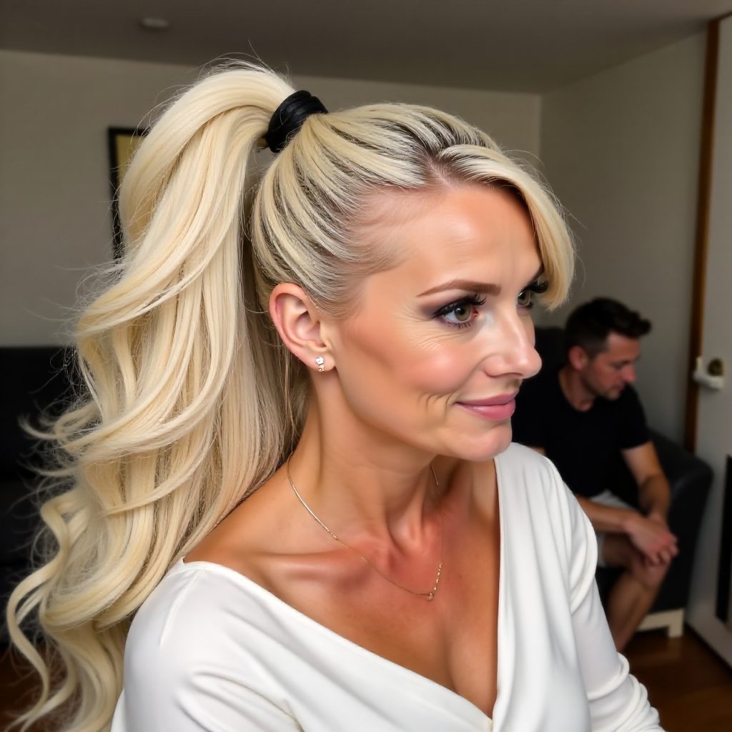 20 Great Ponytail with Bangs Hairstyle Inspiration Ideas: lead gallery photo for styling reference