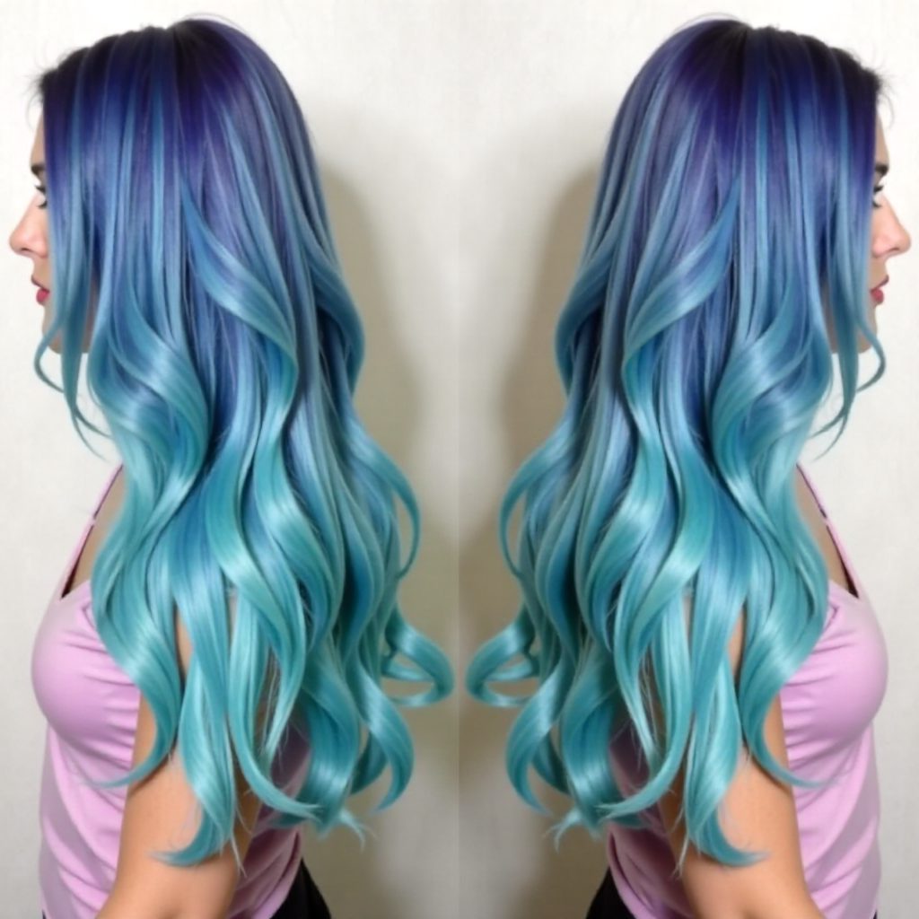 purple to blue ombre hair