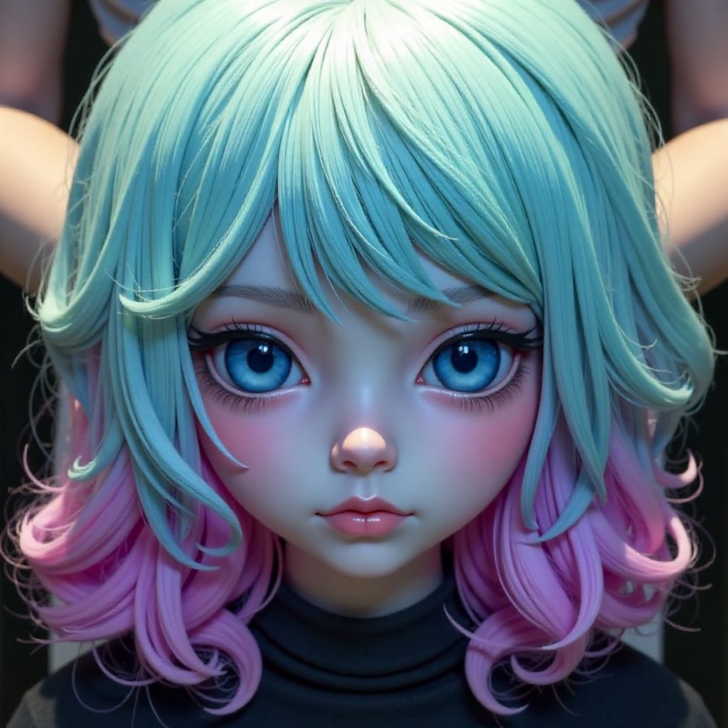 turquoise into lavender long ombre hair