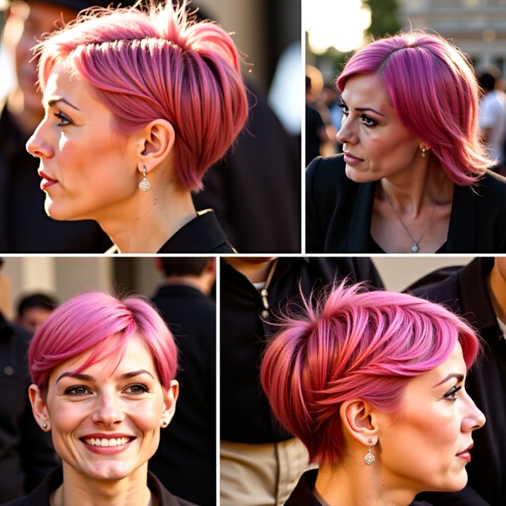 punk pink mohawk with undershaves