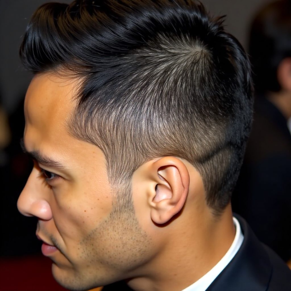 black fauxhawk with faded sides