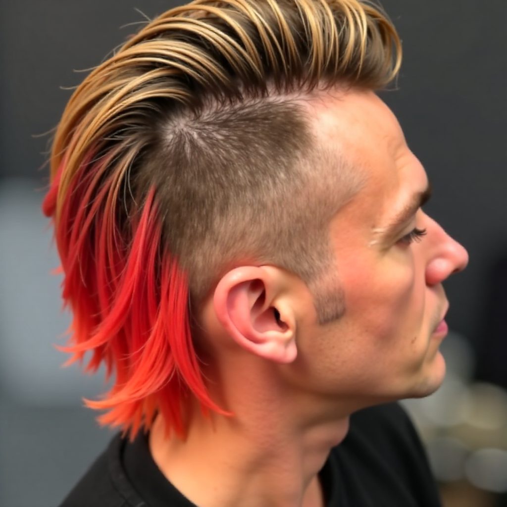 funky, spiky bright mullet