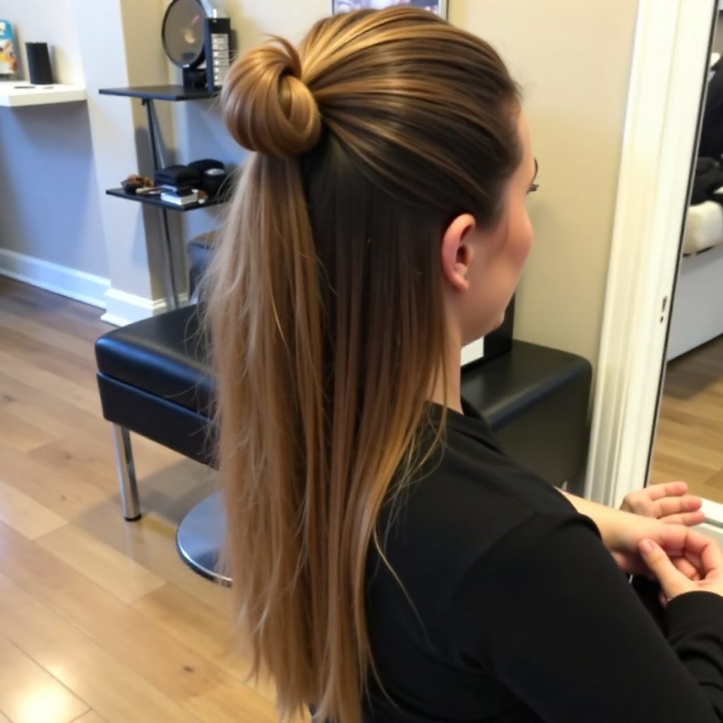 chic half updo with a big bouffant