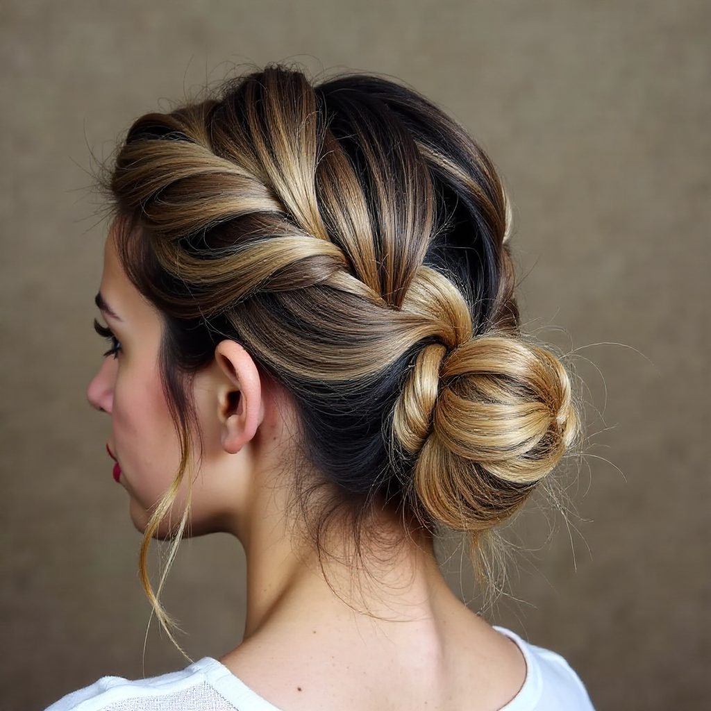 Low Bun With Twists