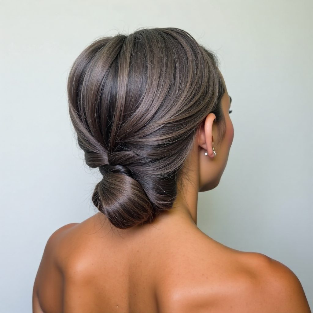 Braided Low Bun with Stitch Braids