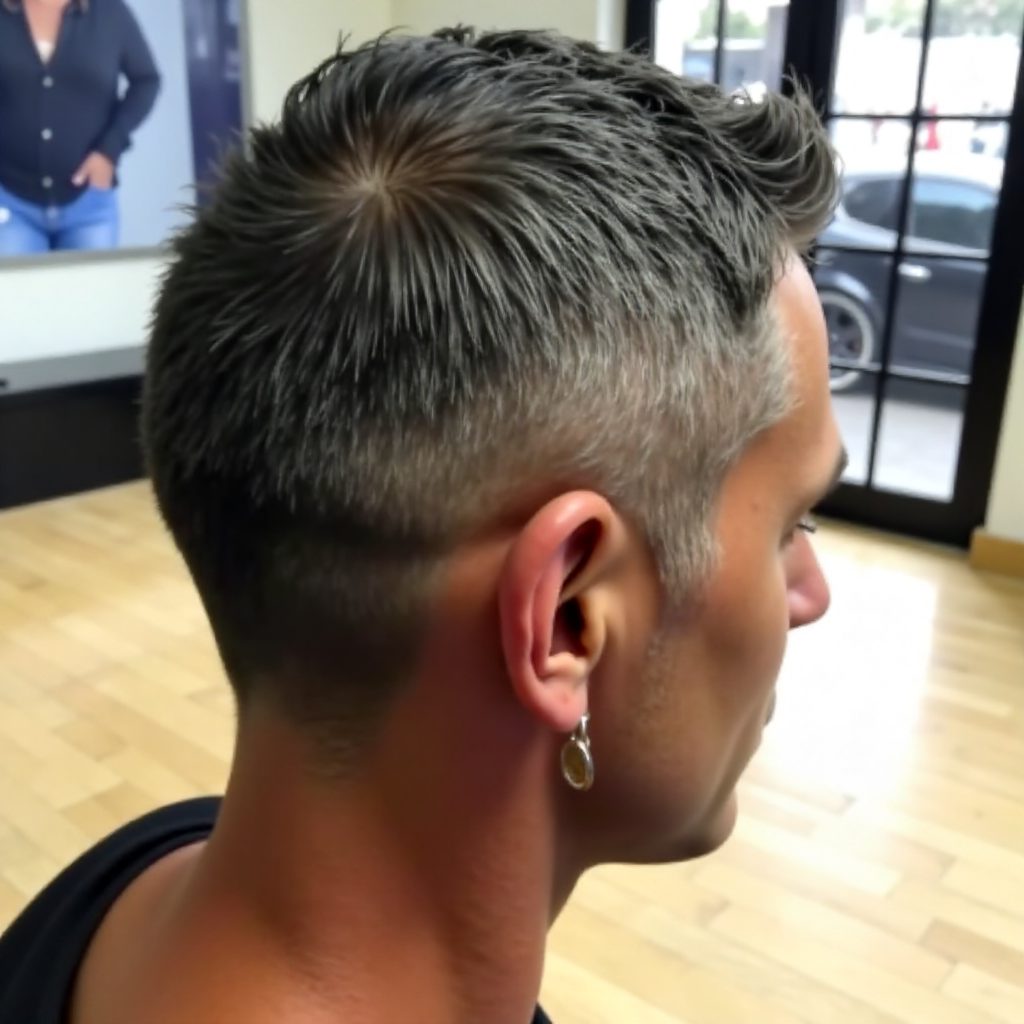 short military cut with faded sides