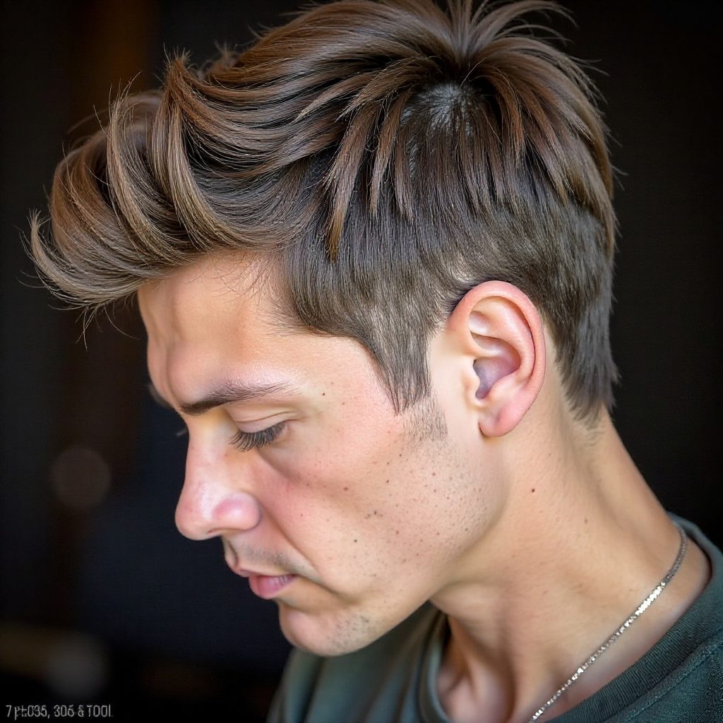 side part with fade and facial hairstyle