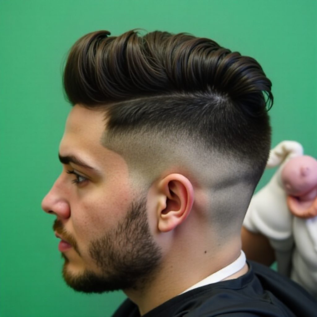 black flat top with fade and design