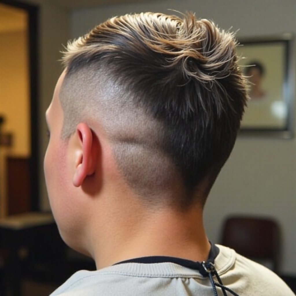 black flat top haircut with shaven designs