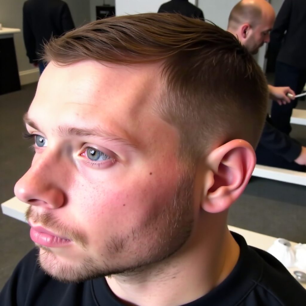 short flat top with temple fade