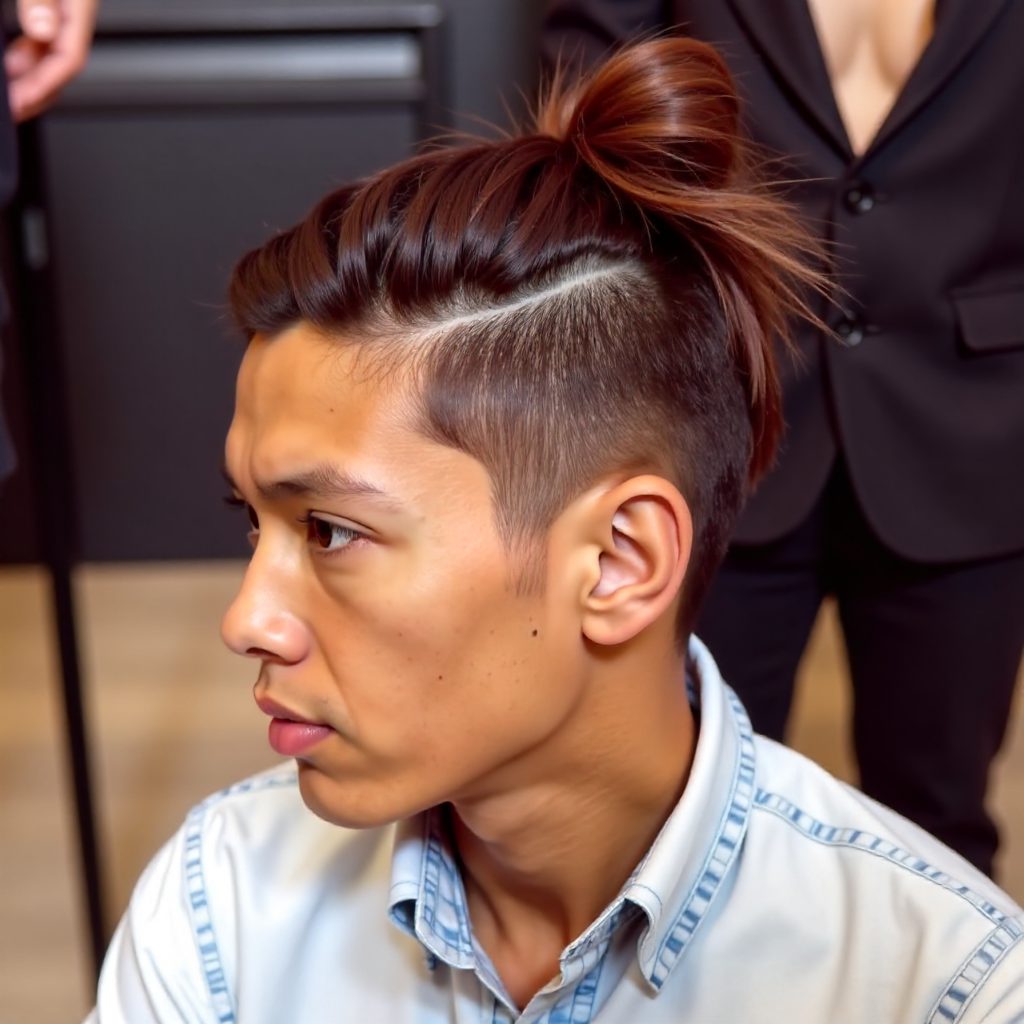 dreadlocks in a top knot updo