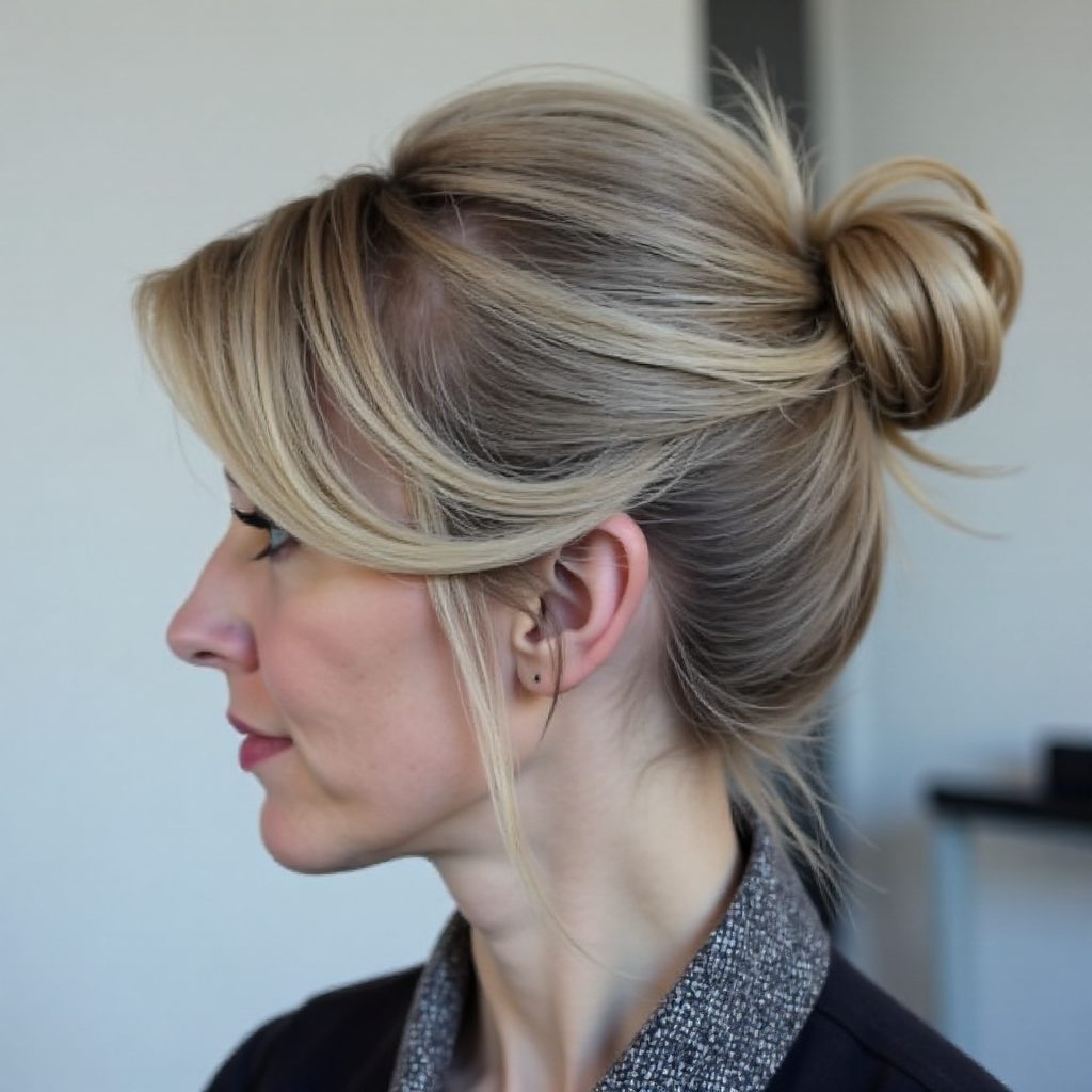 Best 35 Top Knot Bun Ideas on TheRightHairstyles: lead gallery photo for styling reference