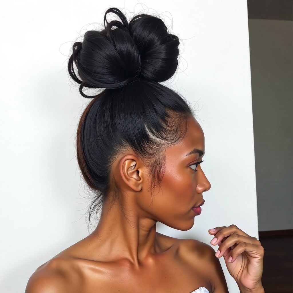 Black Curly Bun