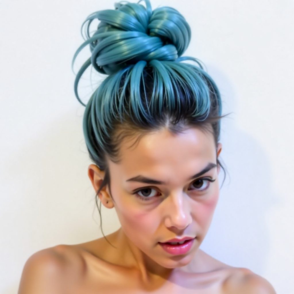messy top knot hairstyle