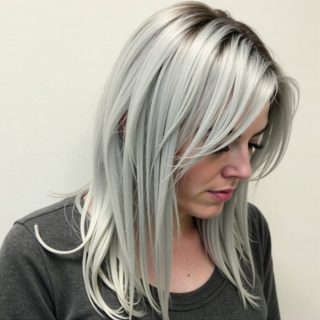Long Shaggy Silver Hairstyle