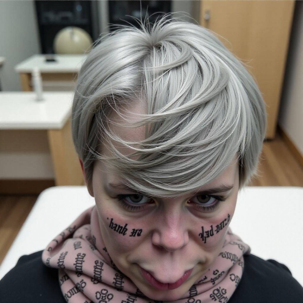 Grey Mohawk Braid Updo