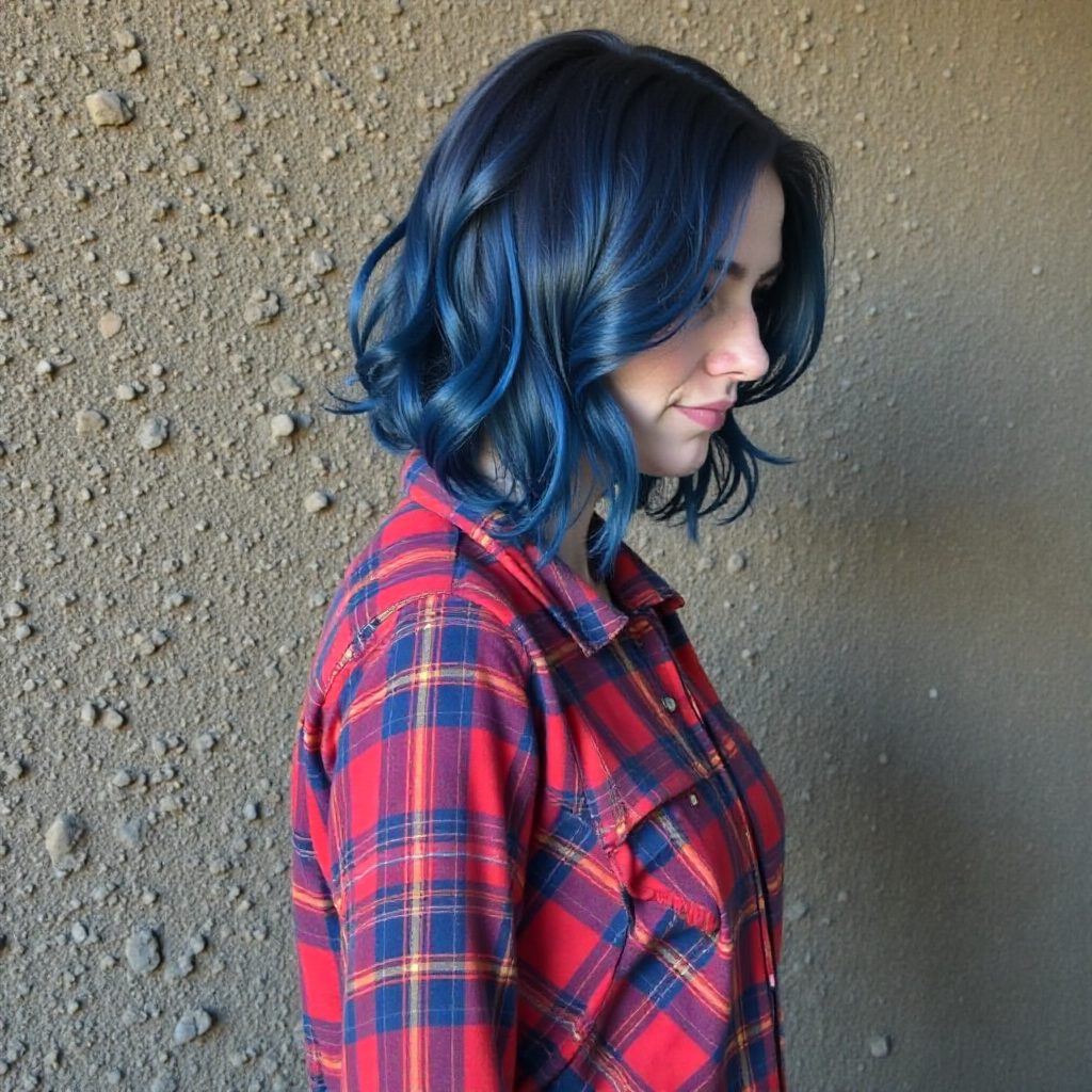Brown Wavy Bob With Pastel Purple Highlights