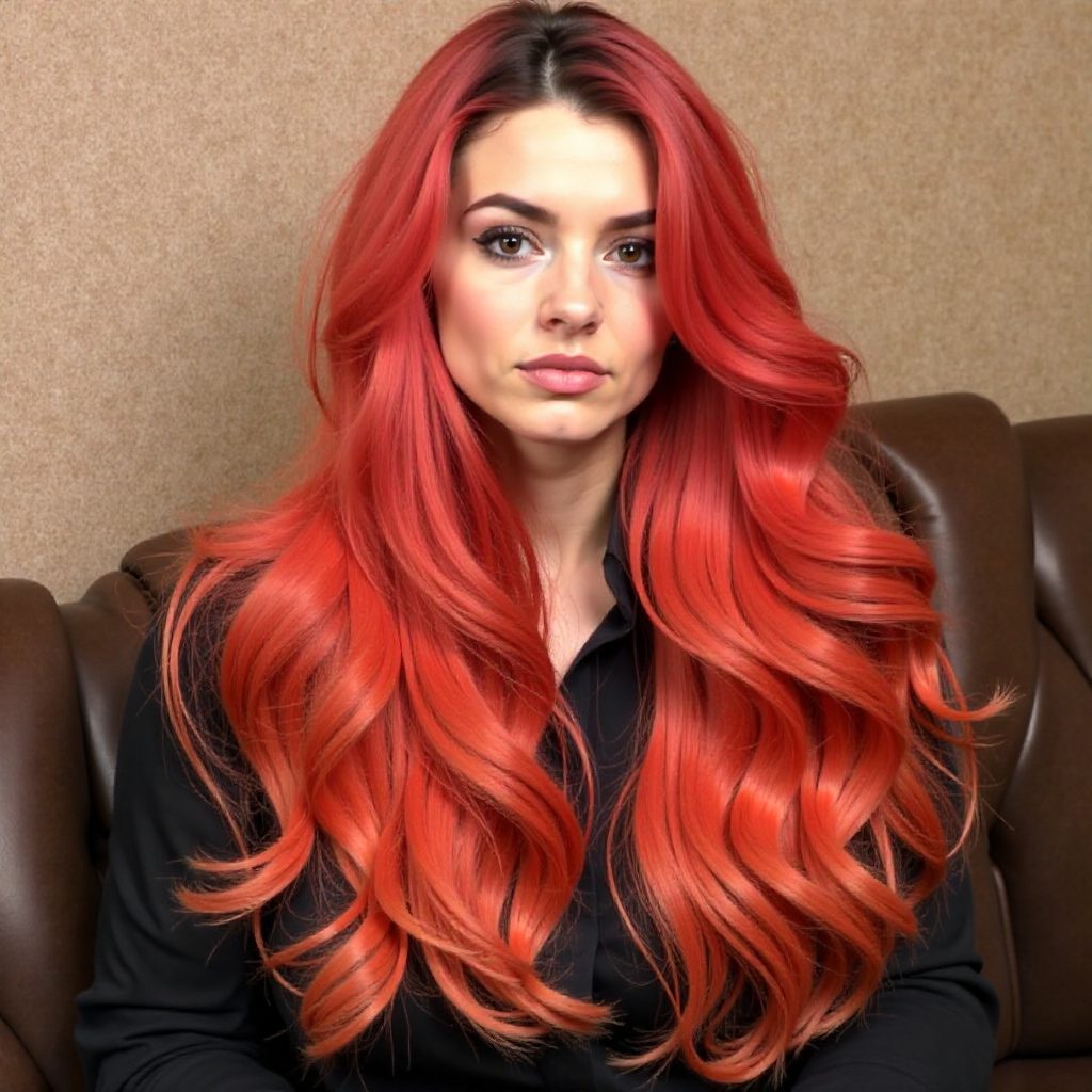 Burgundy And Orange Balayage Hair