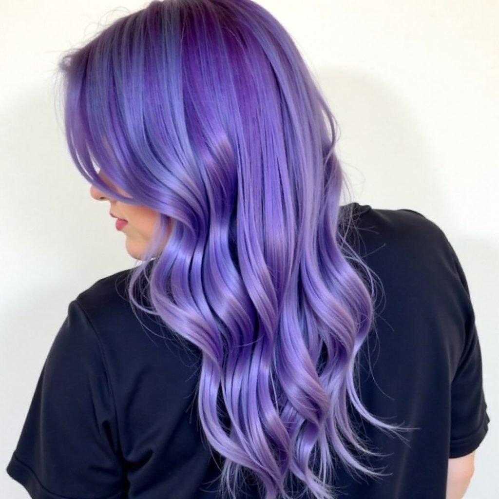 Long Layered Pastel Purple Hair