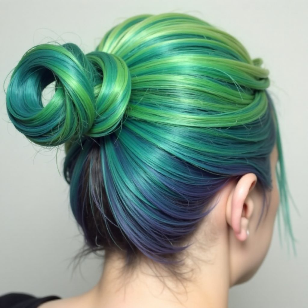 Teal Hair Updo Hairstyle